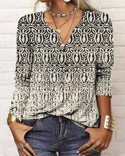 Aubrey Top | Lange Mouwen Dames Top met Unieke Prints en Comfortabele Pasvorm