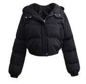 Aurelia Cropped Winterjas | Warme Damesjas met Hoodie, Ritssluiting en Trendy Details