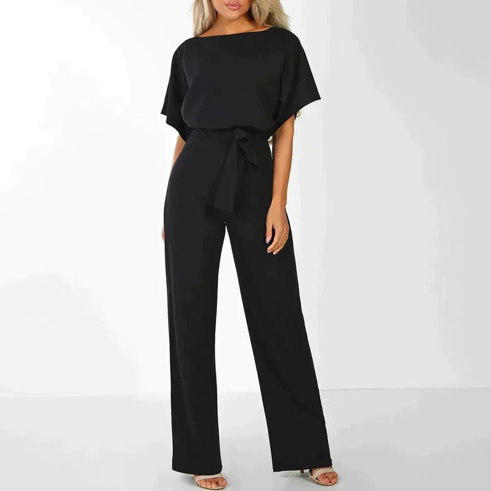 Adriana Jumpsuit | Elegante Dames Jumpsuit met Brede Pijpen en Vetersluiting