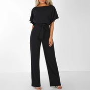 Giulia elegante jumpsuit dames – chique wide leg jumpsuit met lace-up taille