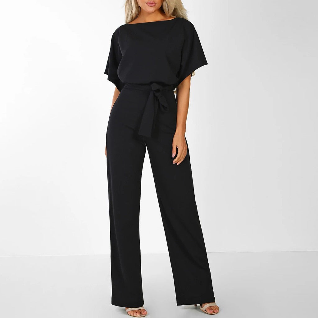 Dames Jumpsuit Wide Leg Korte Mouwen Casual Zomer Elegant - Beige / Zwart / Blauw - Maelen