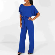 Adriana Jumpsuit | Elegante Dames Jumpsuit met Brede Pijpen en Vetersluiting