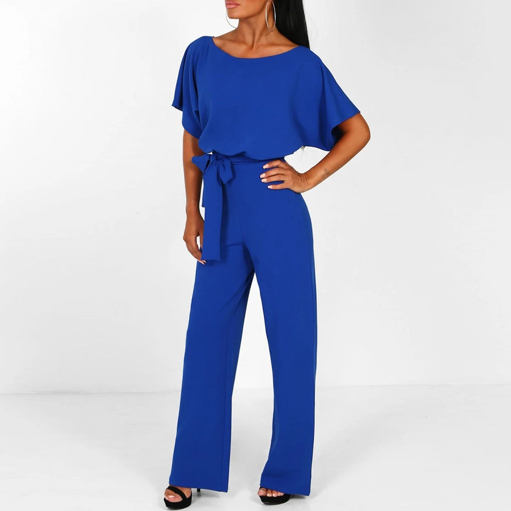 Giulia elegante jumpsuit dames – chique wide leg jumpsuit met lace-up taille