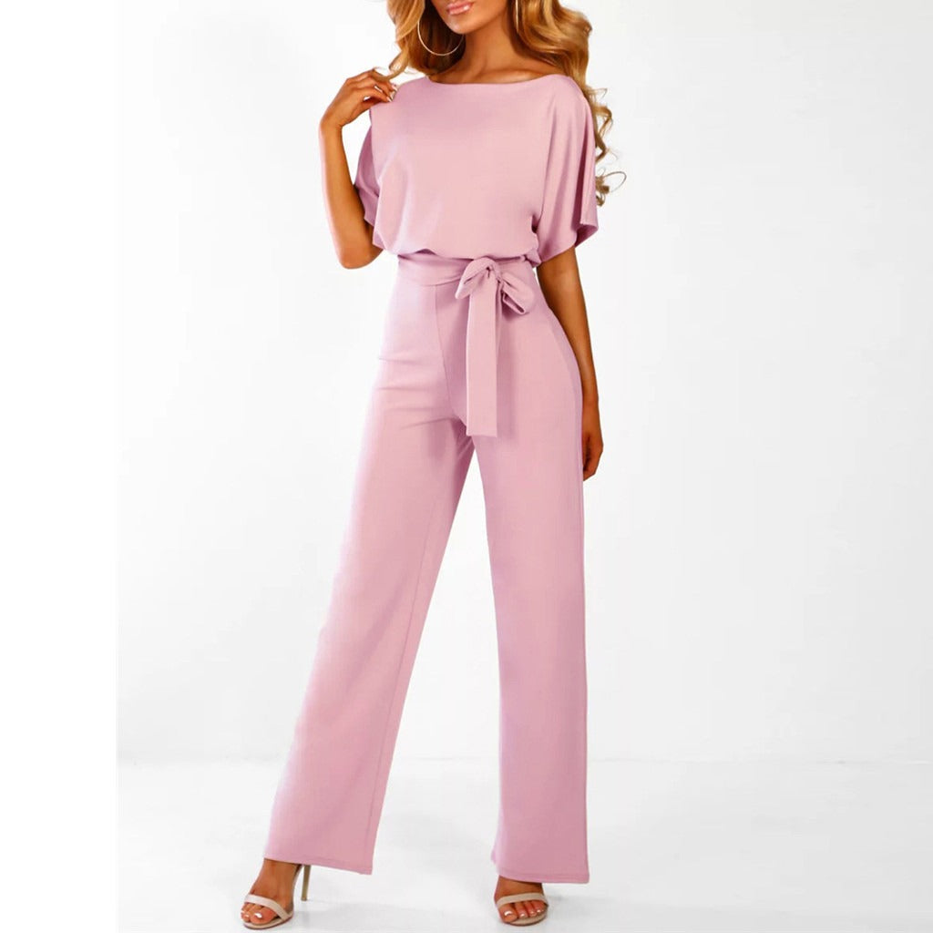 Dames Jumpsuit Wide Leg Korte Mouwen Casual Zomer Elegant - Beige / Zwart / Blauw - Maelen
