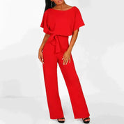 Adriana Jumpsuit | Elegante Dames Jumpsuit met Brede Pijpen en Vetersluiting