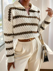 Thalia Trui | Gestreepte Trui met Stijlvolle Kraag en Ontspannen Pasvorm