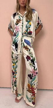 Dioraly Set | Satijnen Tweedelige Set met Trendy Print en Elegante Losse Pasvorm