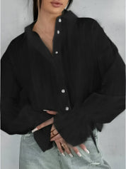 Benja Overhemd | Dames overhemd met geborduurde kraag en elegante knoopsluiting