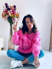 Blue Sweatshirt | Comfortabel Sweatshirt met Grote Strik en Losse Pasvorm