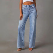 Eevi | Wijde Denim Broek Dames met Wijde Pijpen - Comfort Fit, Trendy en Veelzijdig - Licht Blauw