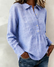 Luchtige Blouse Dames met Klassieke Kraag, Lange Mouw en Zachte Structuurstof - Giorgia Bellucci
