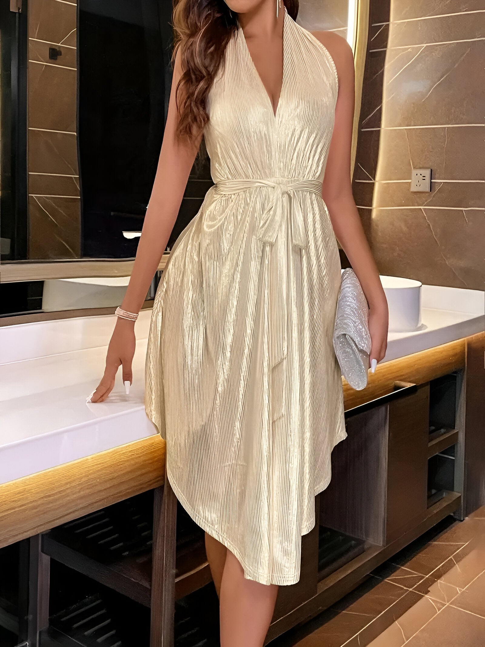 Giulia V-Neck Dress | Damesjurk met Figuurflatterende V-Hals en Comfortabele Stretchstof