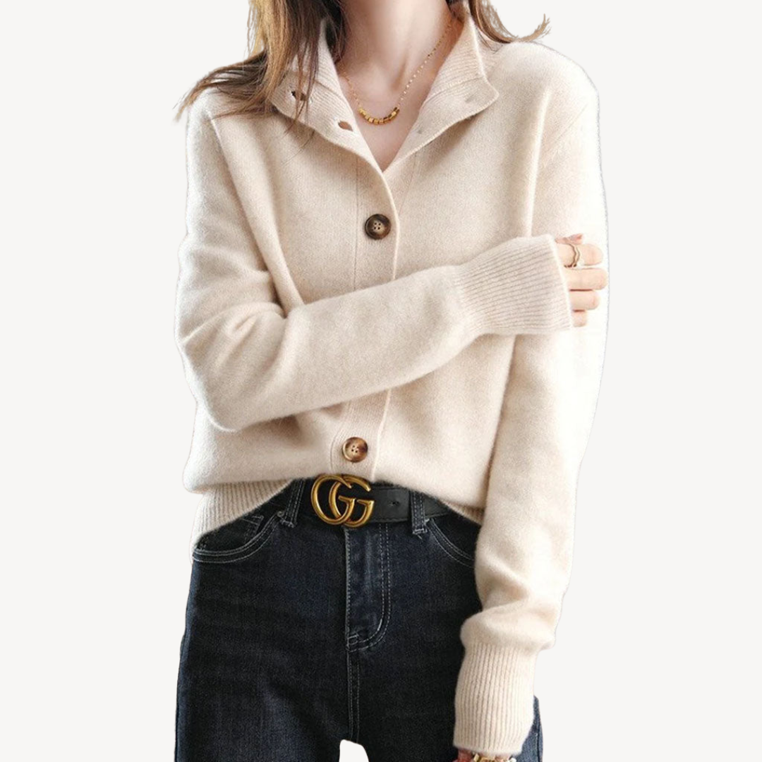 Livia dames vest – zachte gebreide cardigan met knoopsluiting