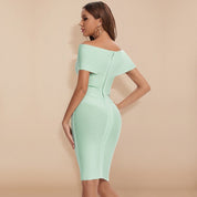 Amalia Jurk | Off-Shoulder Midi Jurk met V-Hals en Luchtige Pasvorm