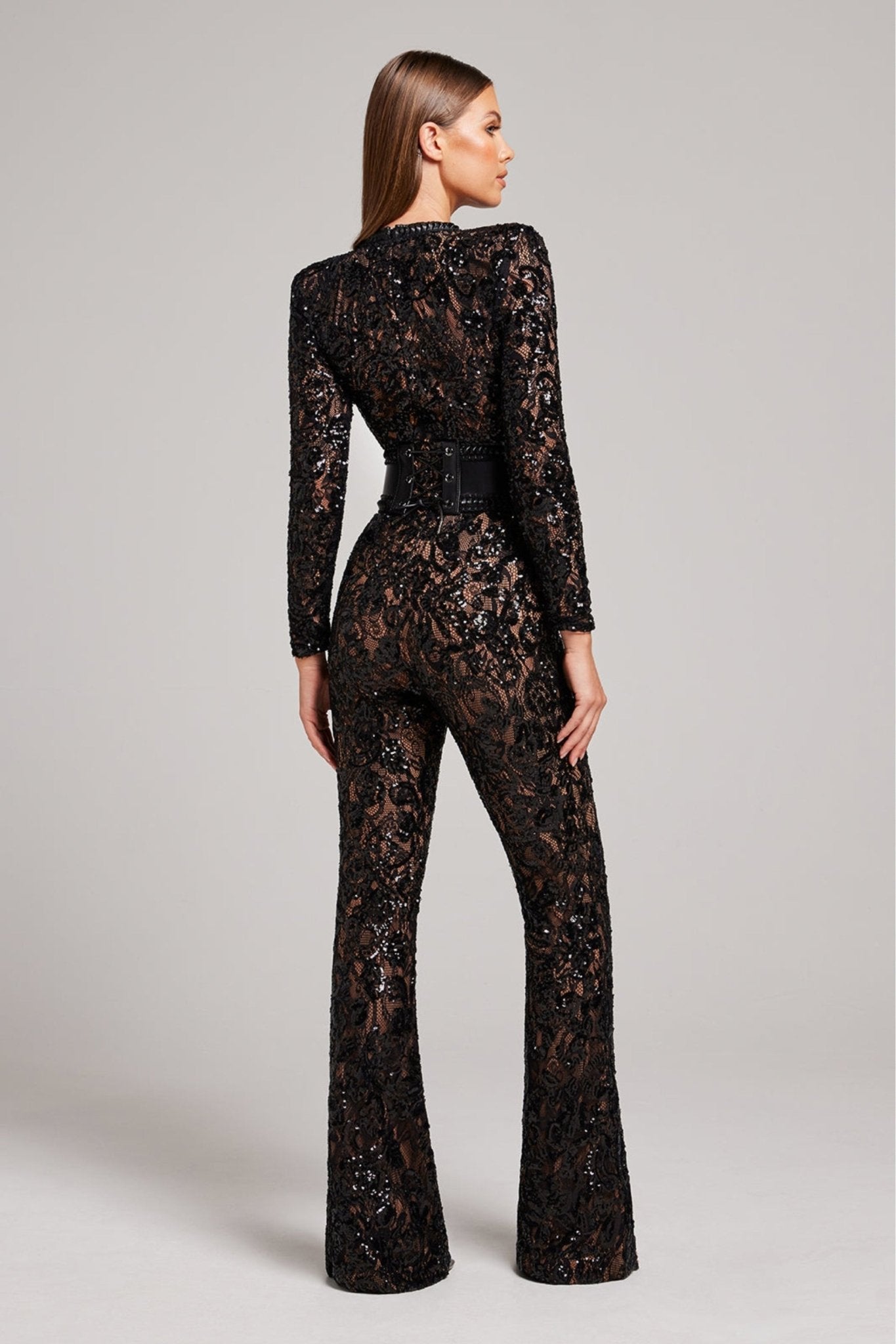 Bella Allure Jumpsuit | Elegante Kanten & Pailletten Jumpsuit met Flatterende Pasvorm