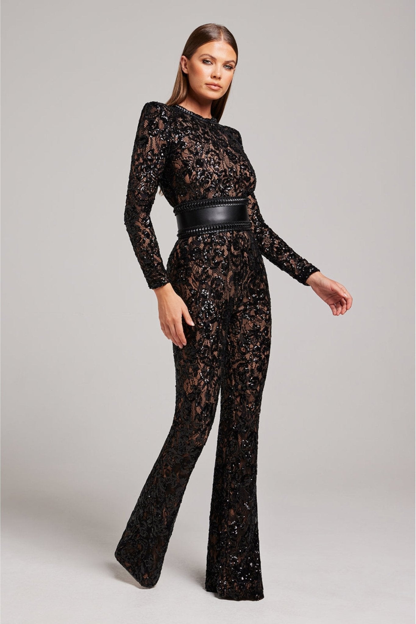 Bella Allure Jumpsuit | Elegante Kanten & Pailletten Jumpsuit met Flatterende Pasvorm