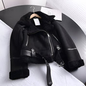 Raffaella Bikerjas Dames met Imitatiebont | Oversized Suède Look & Taille-riem