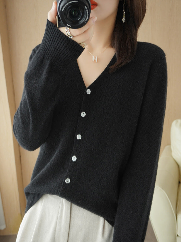 Elisa Vest | Dames Cardigan met V-Hals en Losse, Elegante Pasvorm