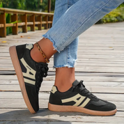 Gaia | Retro Street Sneakers Dames - Comfortabel, Stijlvol en Lichtgewicht - Wit / Zwart / Bruin