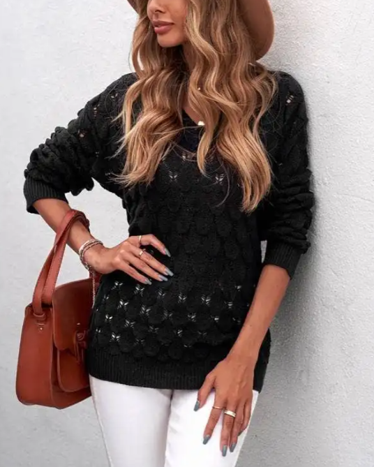 Aleta Sweater | Zachte Gebreide V-Hals Trui met Tijdloze Elegantie