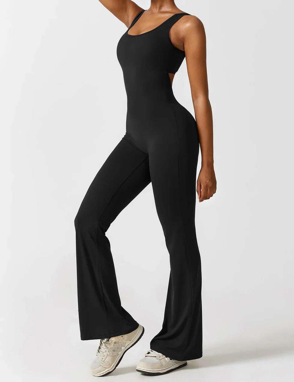 Dames Flared Jumpsuit Sport V-rug Shaping Fit Figuurvriendelijk - Zwart / Olijf / Donkerblauw - Maelen