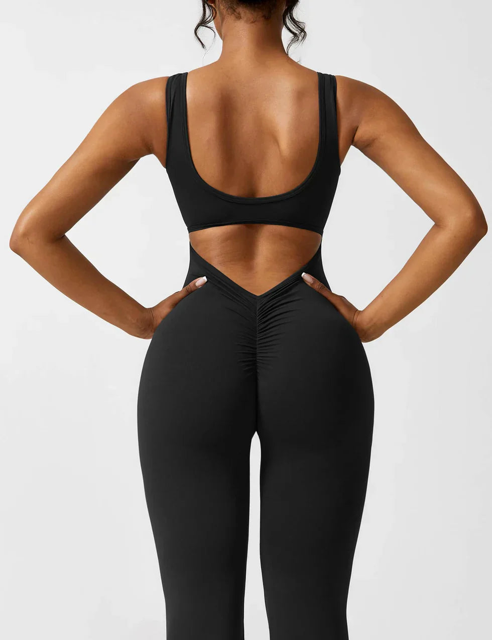 Dames Flared Jumpsuit Sport V-rug Shaping Fit Figuurvriendelijk - Zwart / Olijf / Donkerblauw - Maelen