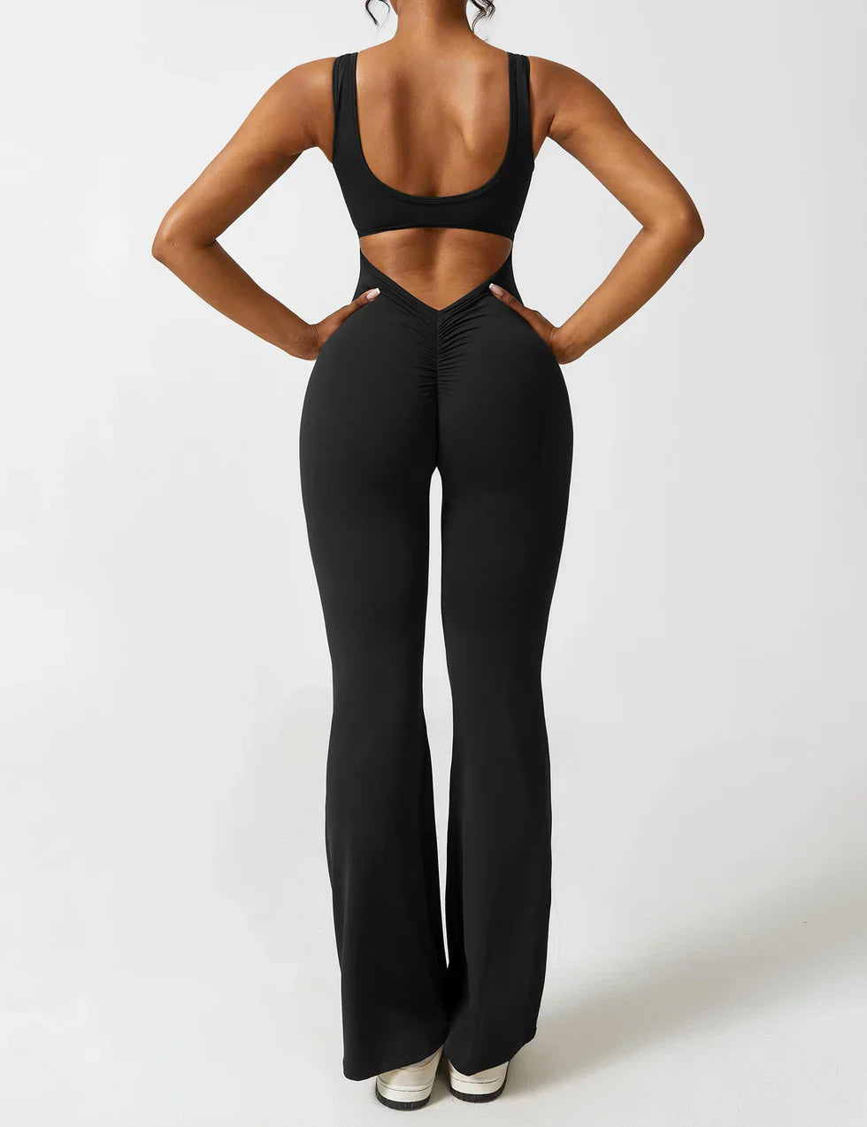 Dames Flared Jumpsuit Sport V-rug Shaping Fit Figuurvriendelijk - Zwart / Olijf / Donkerblauw - Maelen