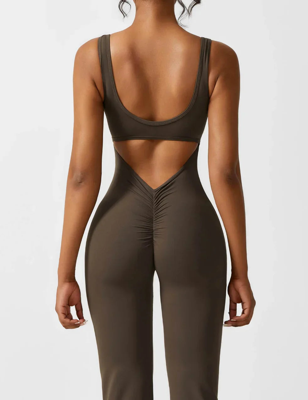Dames Flared Jumpsuit Sport V-rug Shaping Fit Figuurvriendelijk - Zwart / Olijf / Donkerblauw - Maelen