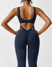 Dames Flared Jumpsuit Sport V-rug Shaping Fit Figuurvriendelijk - Zwart / Olijf / Donkerblauw - Maelen