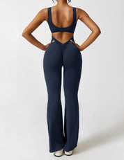 Dames Flared Jumpsuit Sport V-rug Shaping Fit Figuurvriendelijk - Zwart / Olijf / Donkerblauw - Maelen