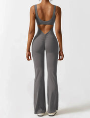 Dames Flared Jumpsuit Sport V-rug Shaping Fit Figuurvriendelijk - Zwart / Olijf / Donkerblauw - Maelen