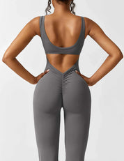 Dames Flared Jumpsuit Sport V-rug Shaping Fit Figuurvriendelijk - Zwart / Olijf / Donkerblauw - Maelen