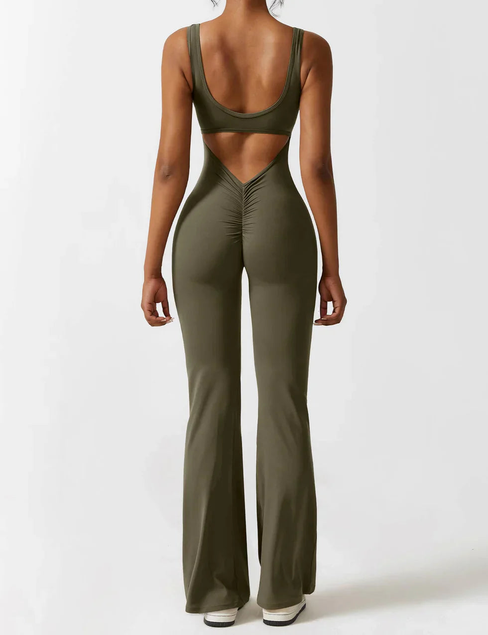 Elena Jumpsuit | Flared Dames Jumpsuit met V-Rug en Shaping Effect