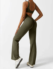Dames Flared Jumpsuit Sport V-rug Shaping Fit Figuurvriendelijk - Zwart / Olijf / Donkerblauw - Maelen