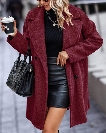 Adira Jas | Elegante Lange Pluche Damesjas voor Herfst en Winter
