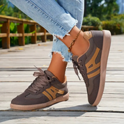 Gaia | Retro Street Sneakers Dames - Comfortabel, Stijlvol en Lichtgewicht - Wit / Zwart / Bruin