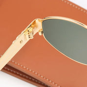 Dames Zonnebril Vintage Metalen Frame Groene Glazen UV-bescherming - Zwart Goud / Groen / Bronze - Maelen