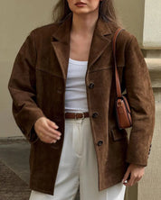 Giulia Bruine dames suède blazer – trendy oversized look