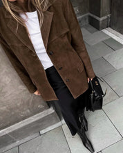 Giulia Bruine dames suède blazer – trendy oversized look