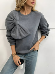 Blue Sweatshirt | Comfortabel Sweatshirt met Grote Strik en Losse Pasvorm