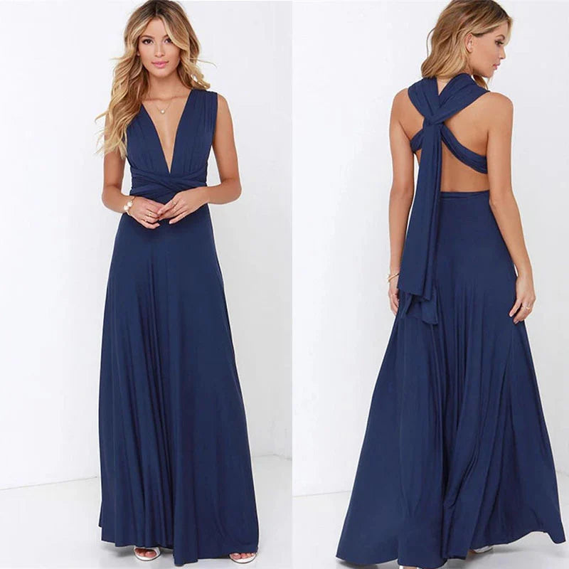 Alessia Jurk | Elegante Maxi Damesjurk met V-Hals en Strappy Details