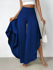 Elena Wide-Leg Pants | Damesbroek met Hoge Taille, Asymmetrische Zoom en Luchtige Wijde Pijpen