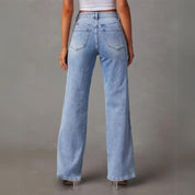 Eevi | Wijde Denim Broek Dames met Wijde Pijpen - Comfort Fit, Trendy en Veelzijdig - Licht Blauw