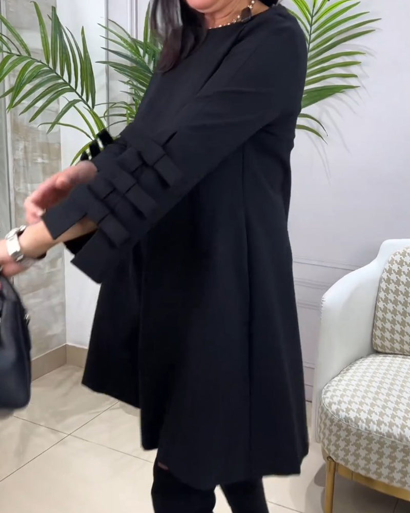 Claudia Jurk | Casual Damesjurk met Lange Mouwen, Zakken en Franje Details