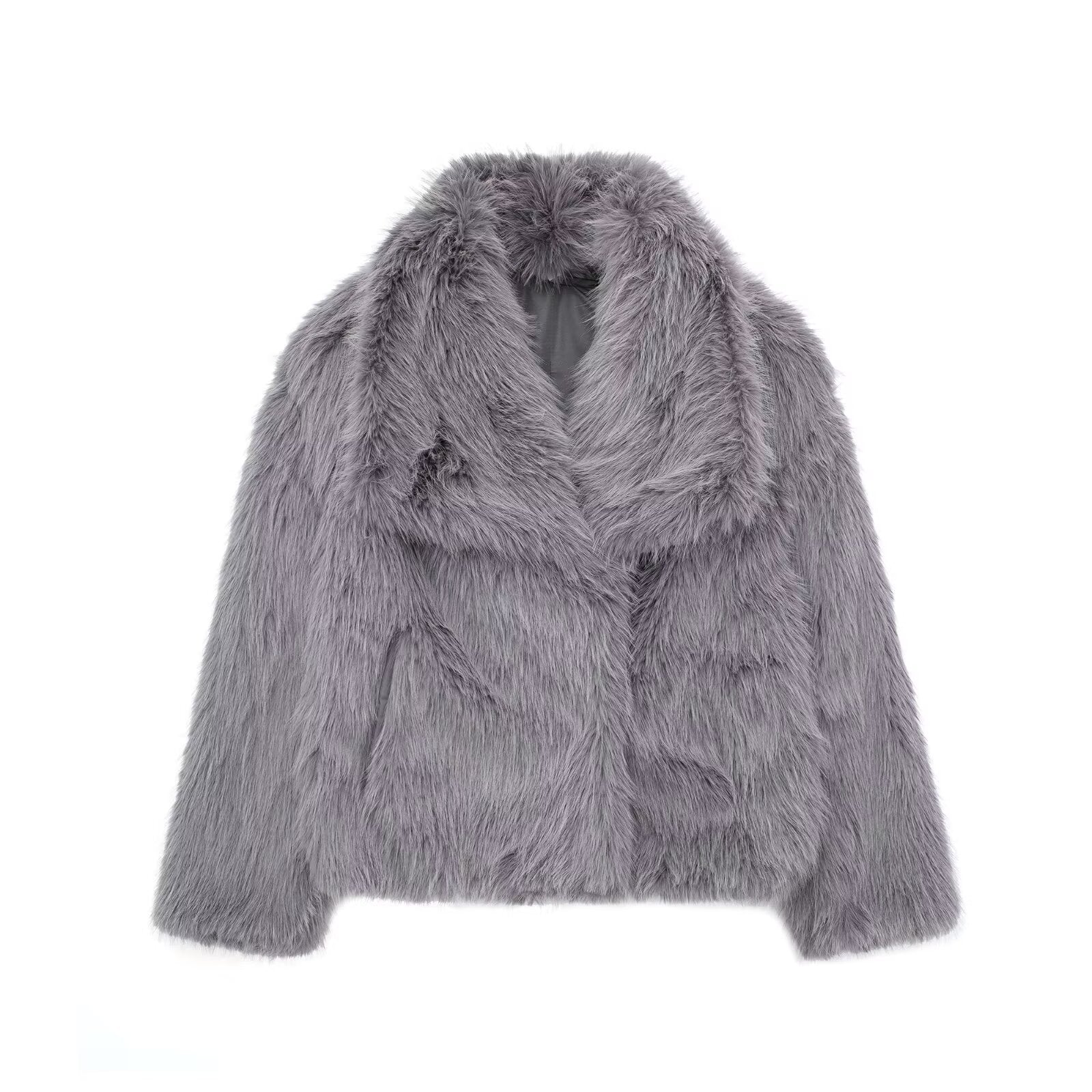 Viviana Luxe Plush Coat | Dames Winterjas met Zachte Pluche, Turn-Down Kraag en Vintage Chic