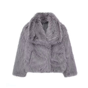Viviana Luxe Plush Coat | Dames Winterjas met Zachte Pluche, Turn-Down Kraag en Vintage Chic