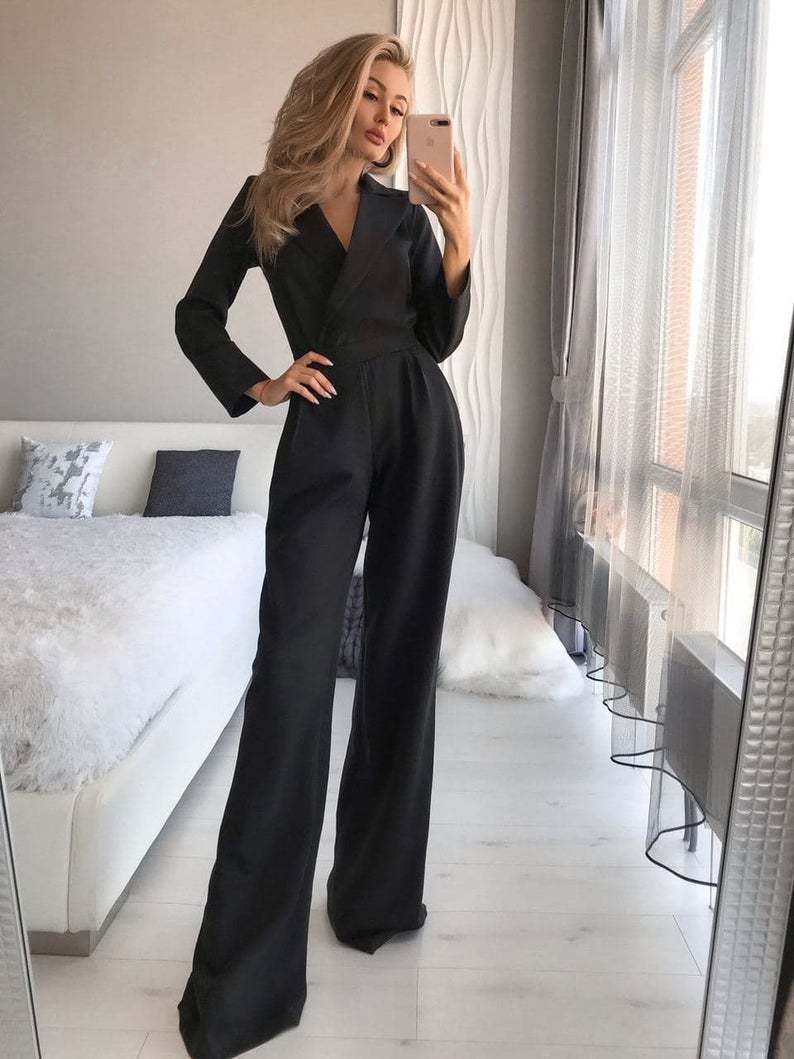 Jumpsuit Dames Lange Mouwen Slanke Pasvorm Gekleed - Groen / Rood / Zwart - Maelen