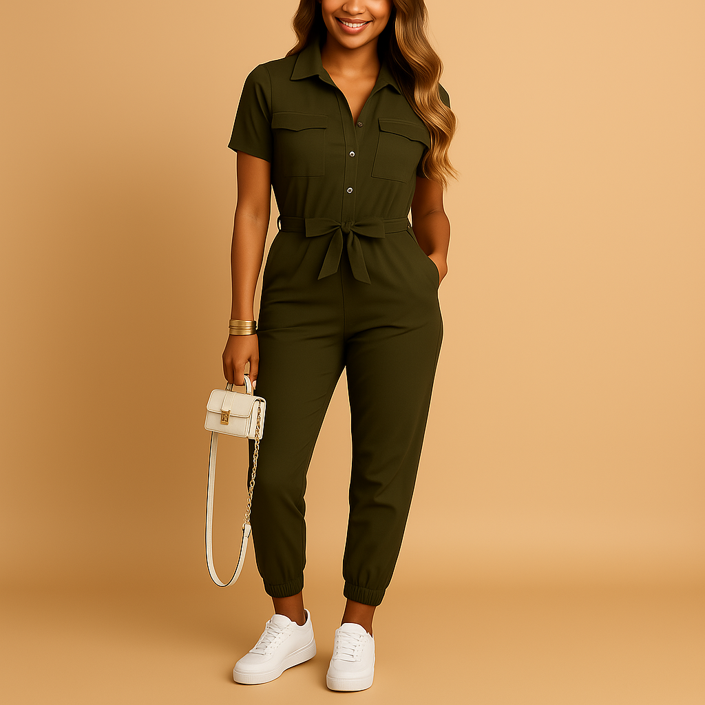 Allesia dames jumpsuit | Getailleerde one-piece met knoopsluiting | Elegante pasvorm