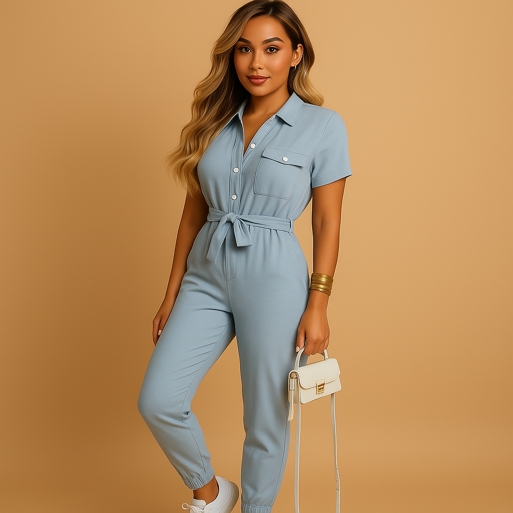 Chiara Getailleerde dames jumpsuit met knoopsluiting – flatterende one-piece voor werk of avond