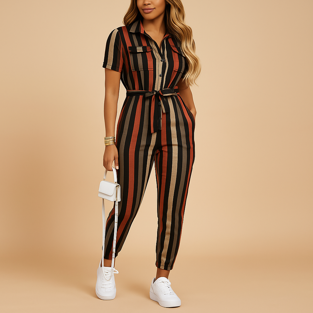 Chiara Getailleerde dames jumpsuit met knoopsluiting – flatterende one-piece voor werk of avond